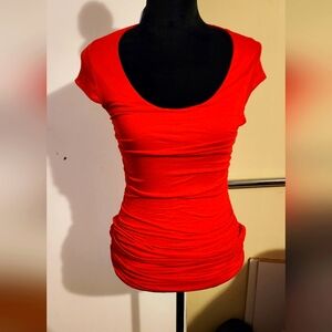Red stretchy midi dress